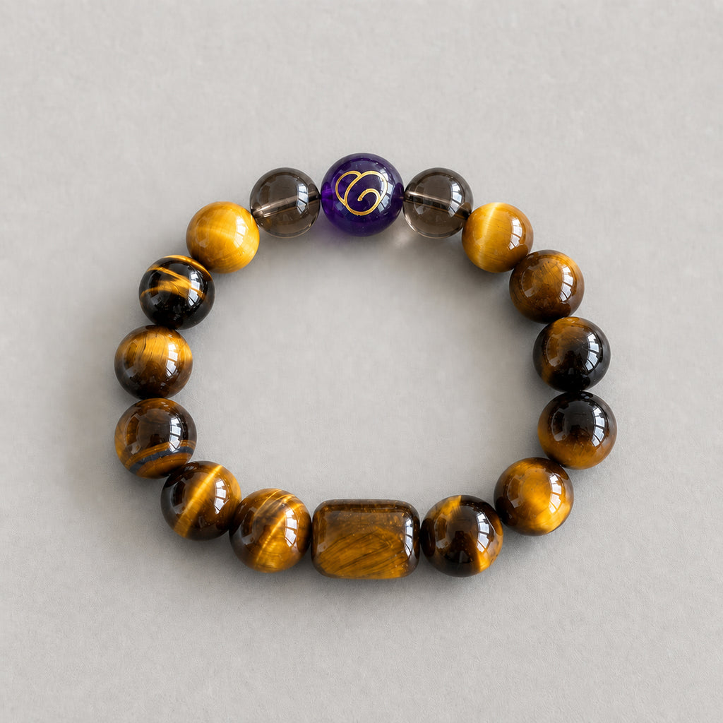 Earth Element Tiger Eye & Smoky Quartz Bracelet