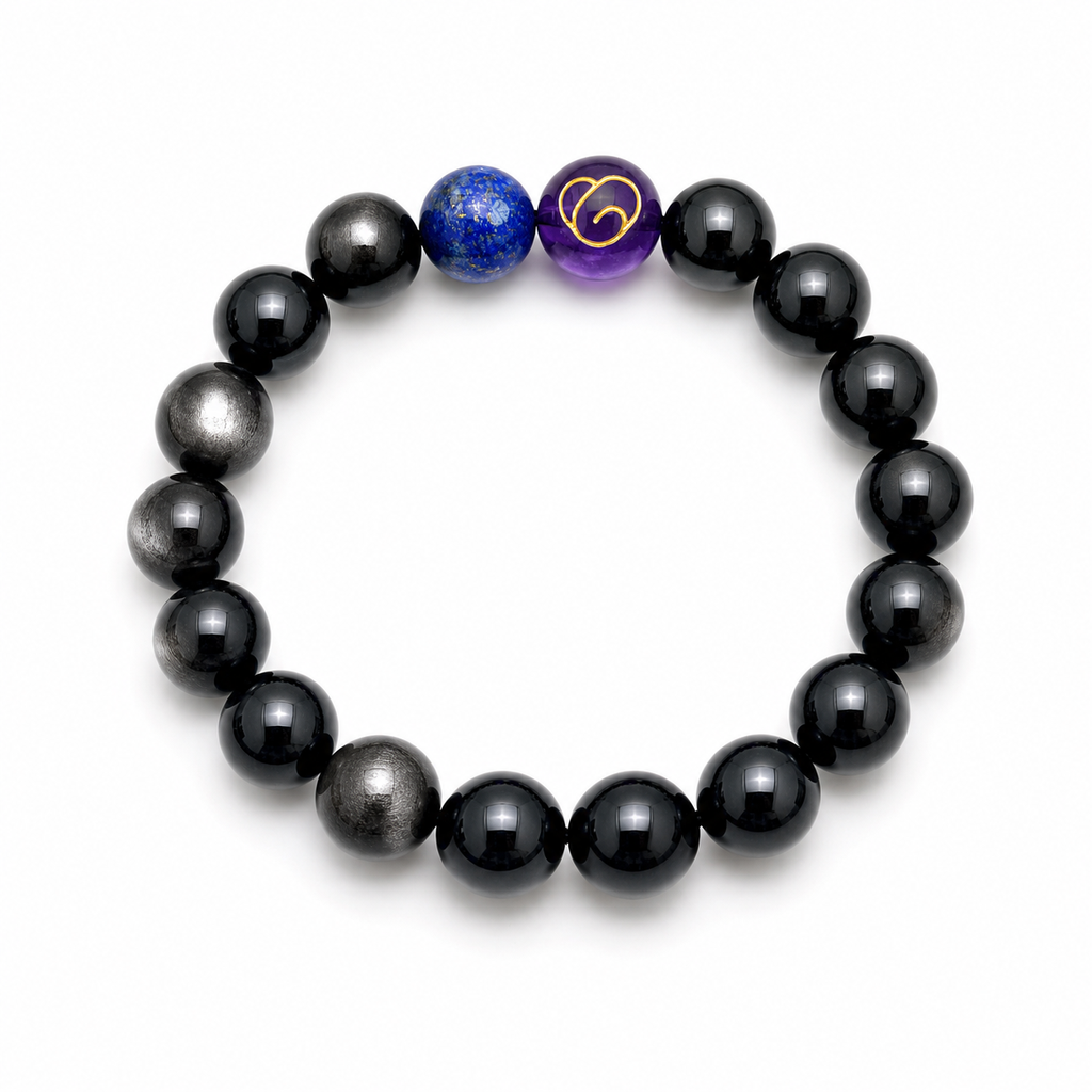 Obsidian and Lapis Lazuli Crystal Bracelet