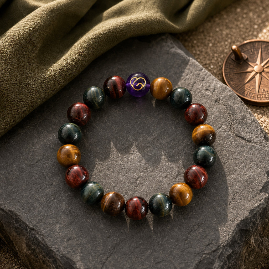 Tri-Color Tiger Eye Crystal Bracelet