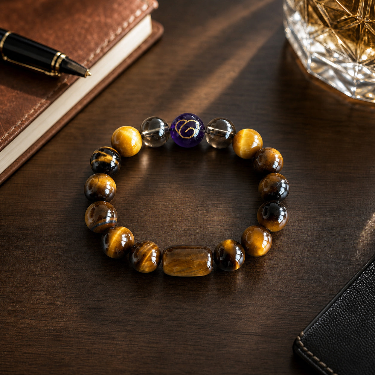 Earth Element Tiger Eye & Smoky Quartz Bracelet