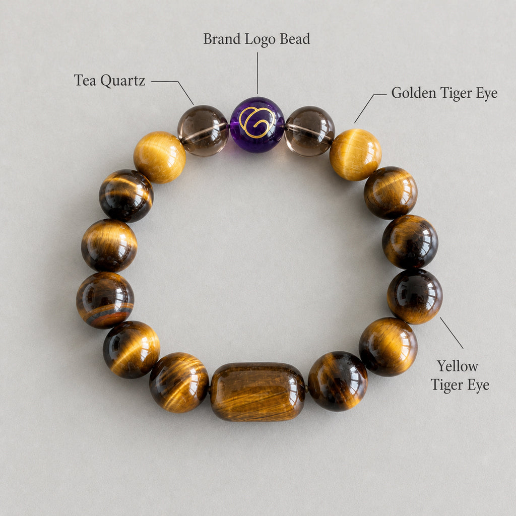 Earth Element Tiger Eye & Smoky Quartz Bracelet