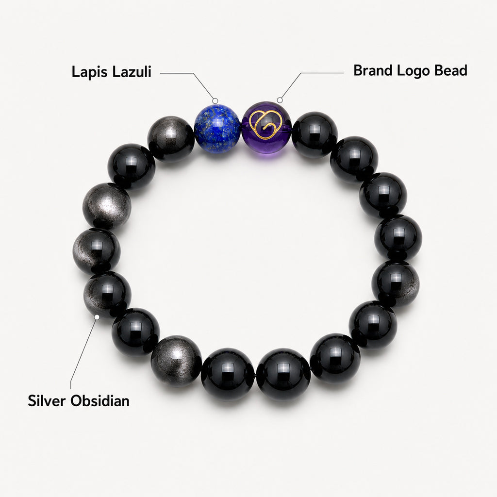Obsidian and Lapis Lazuli Crystal Bracelet