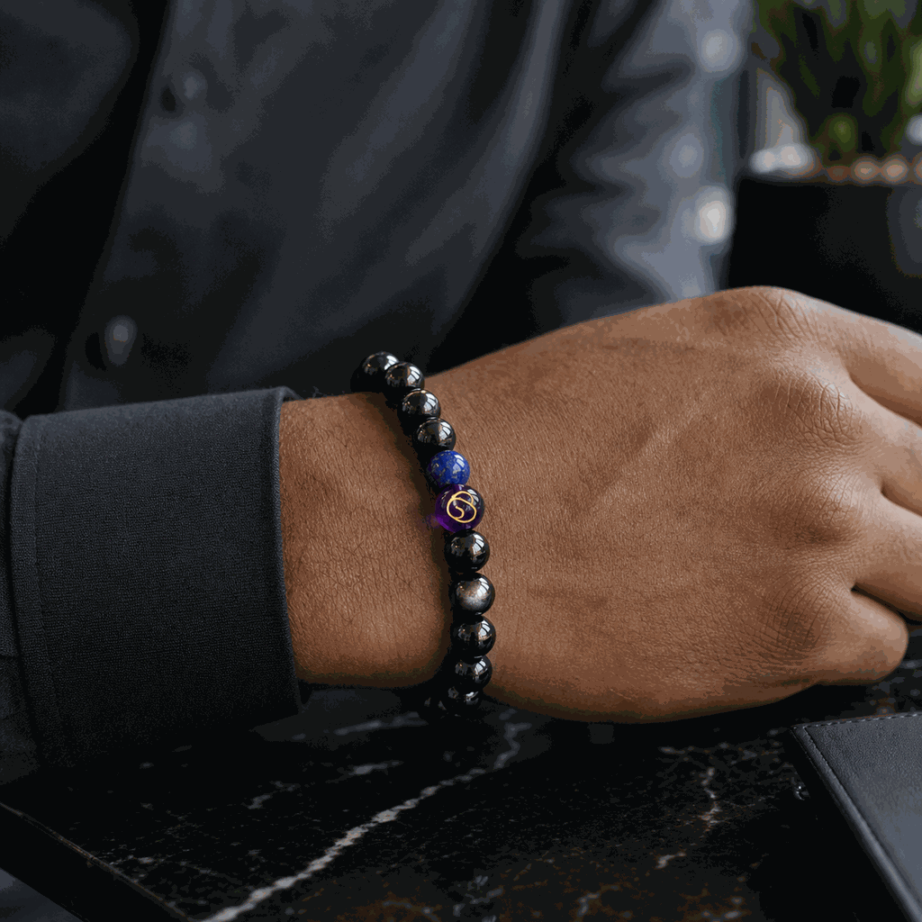Obsidian and Lapis Lazuli Crystal Bracelet