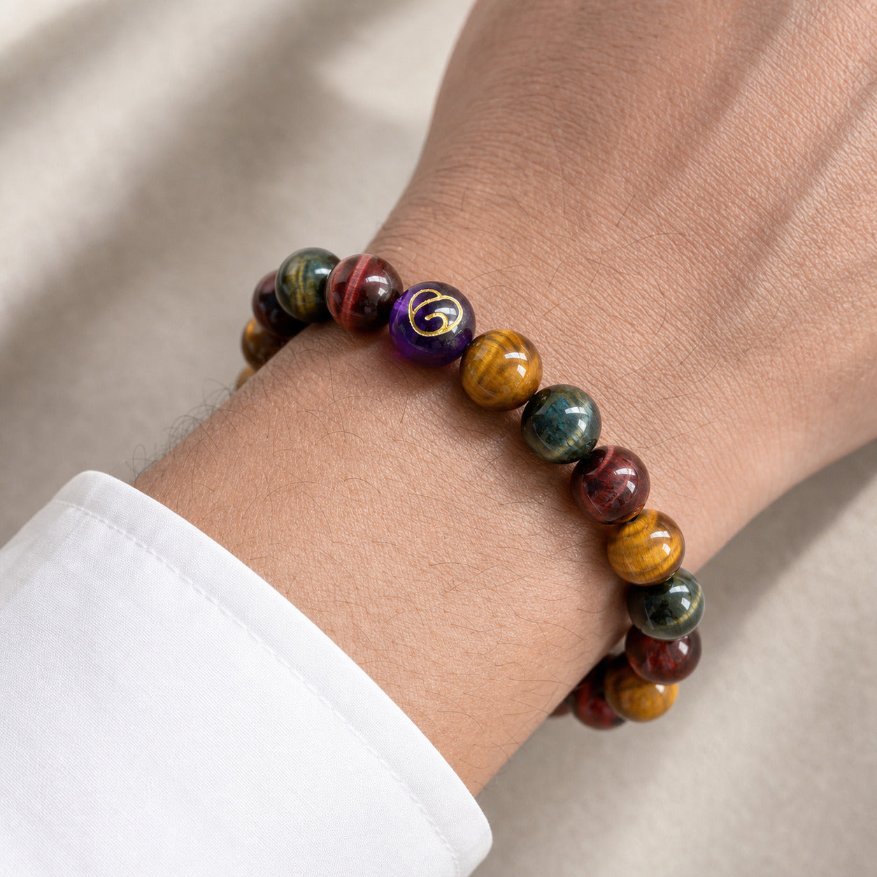 Tri-Color Tiger Eye Crystal Bracelet