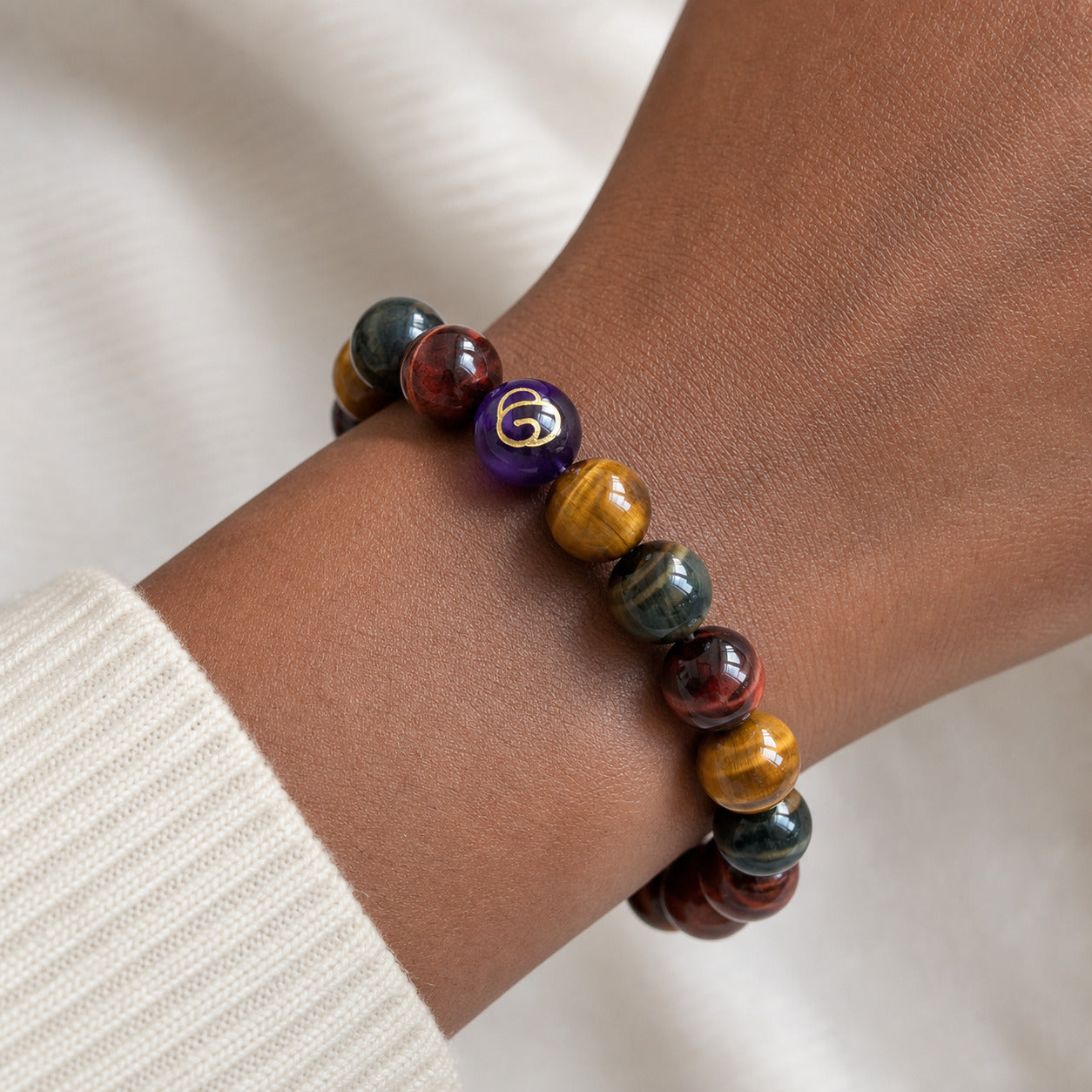 Tri-Color Tiger Eye Crystal Bracelet