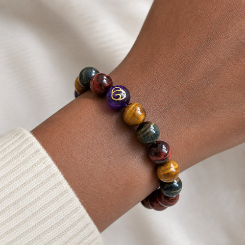 Tri-Color Tiger Eye Crystal Bracelet