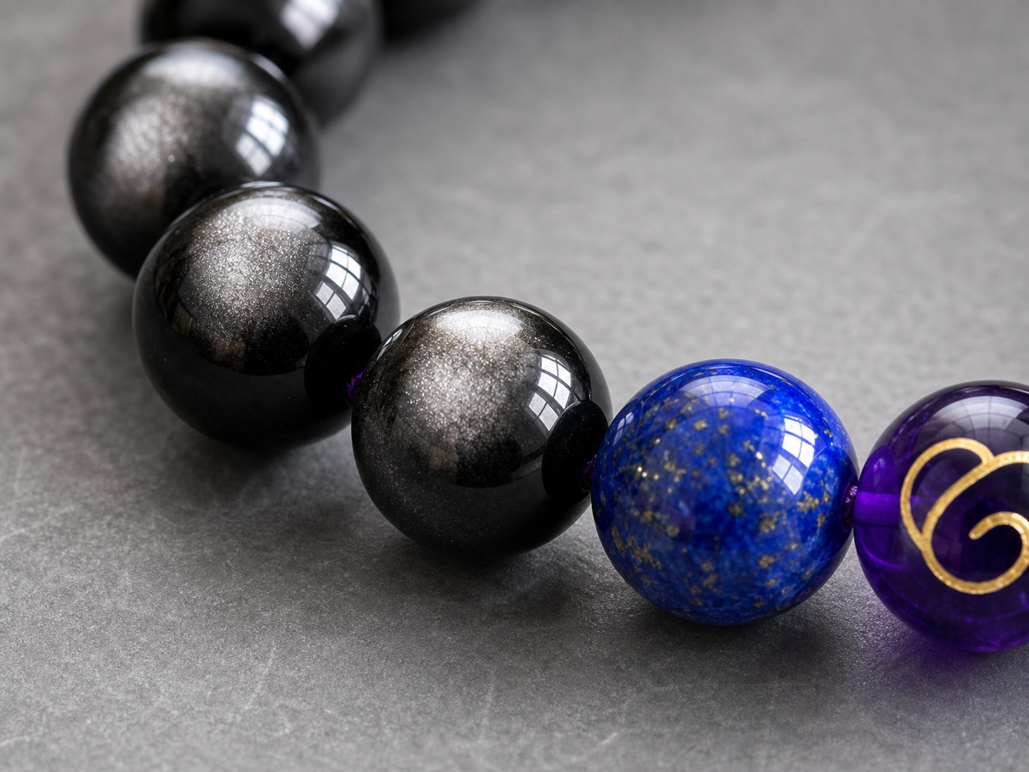 Obsidian and Lapis Lazuli Crystal Bracelet