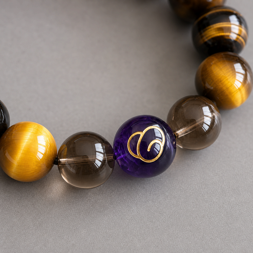 Earth Element Tiger Eye & Smoky Quartz Bracelet