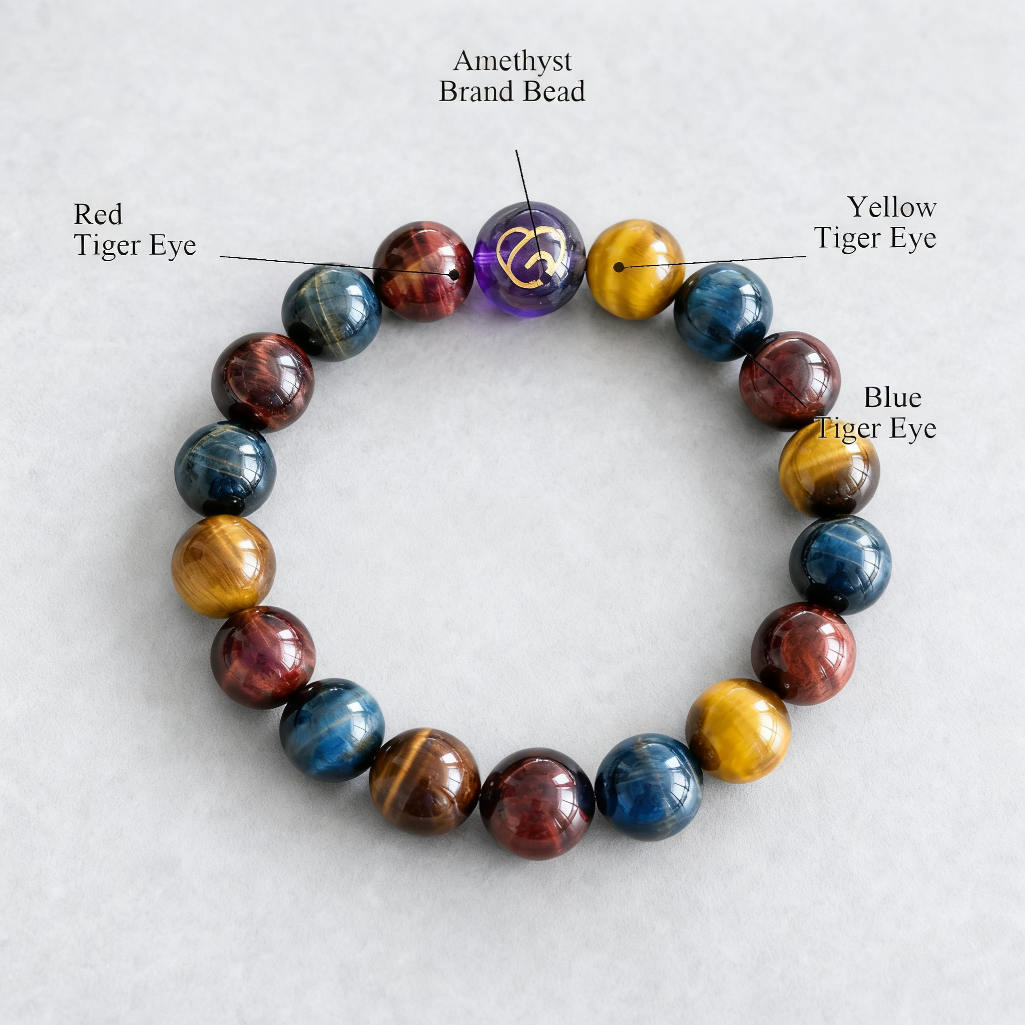 Tri-Color Tiger Eye Crystal Bracelet